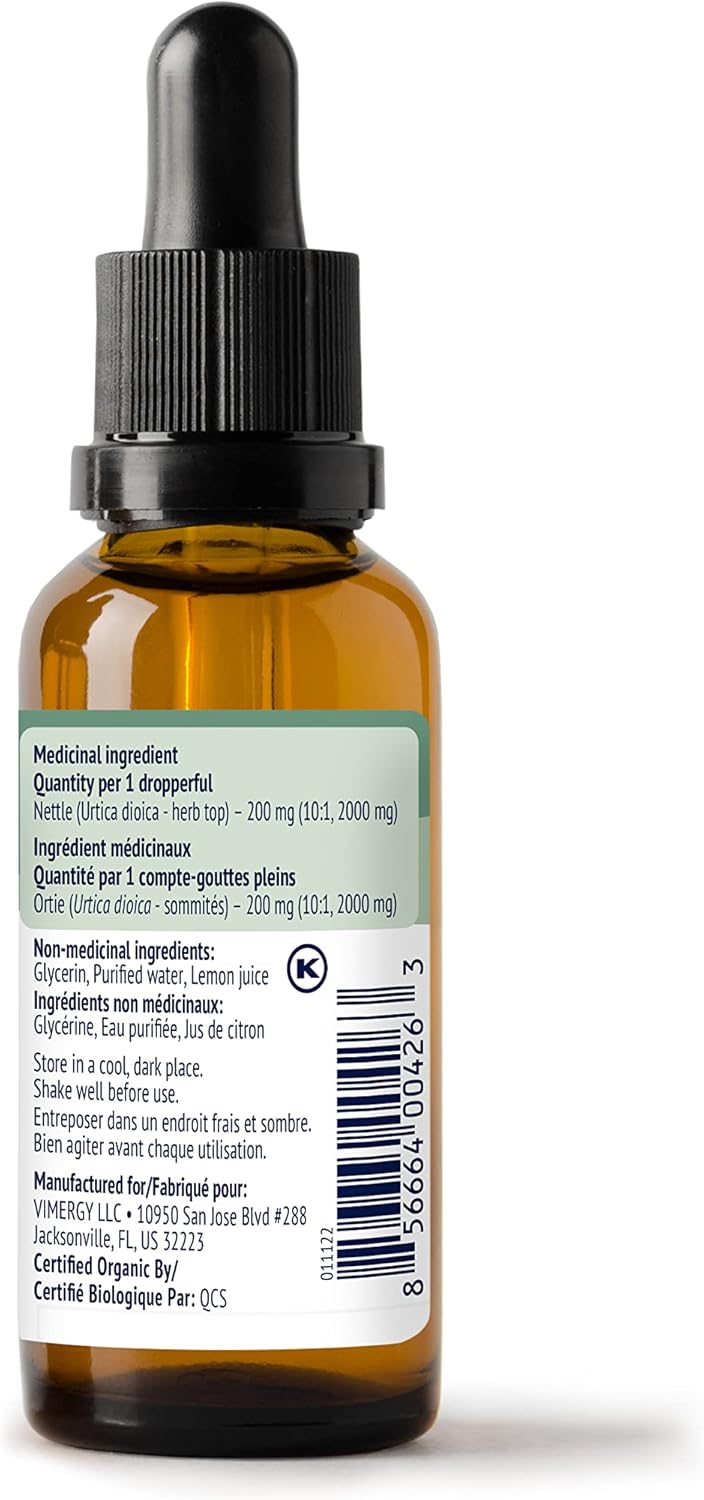 Vimergy Nettle – Superfood for Healthy Cellular Response* – Promotes Bone Health* – USDA Certified Organic, Vegan, Gluten-Free – 115 mL (57 Servings)