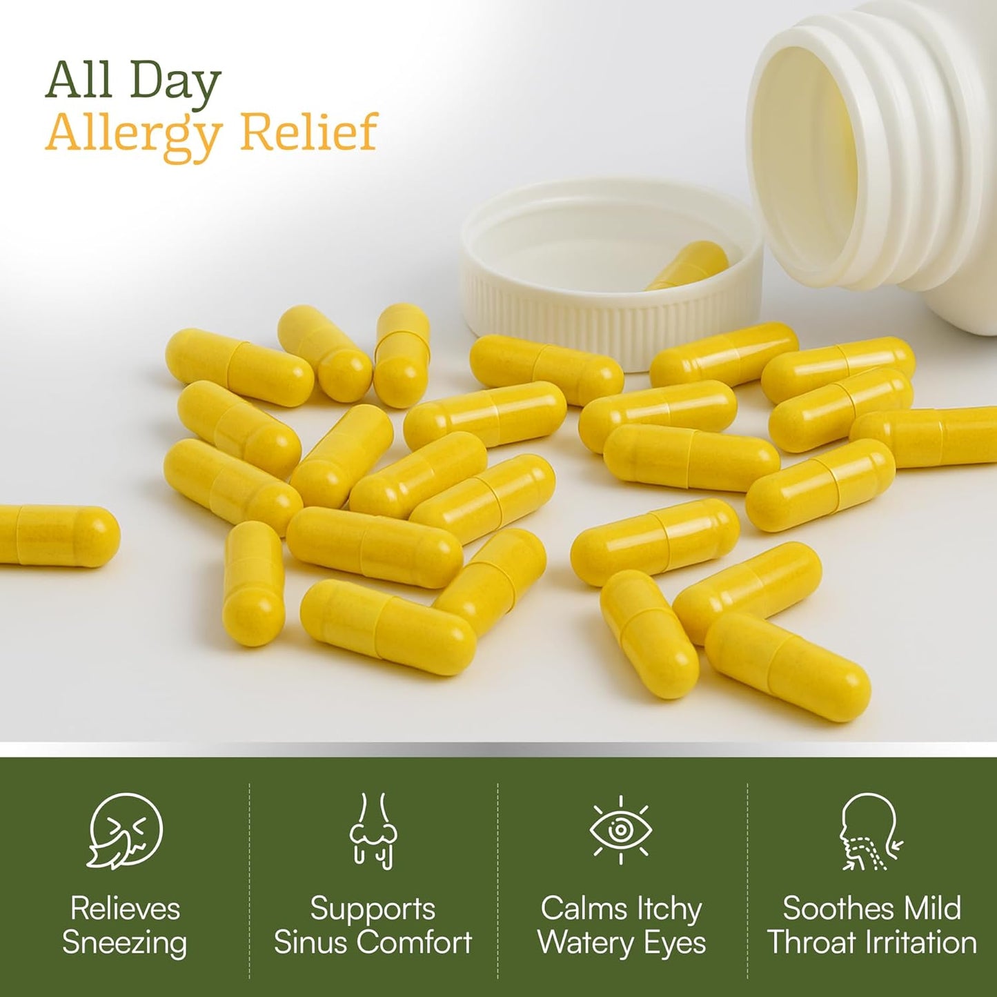 Histamine Shield Plus™ Natural Antihistamine Supplement for Adults, Sinus & Allergy Relief for Pollen, Pet Dander, Dust, Mold, and Odors, Quercetin with Bromelain & Stinging Nettle 120 Capsules