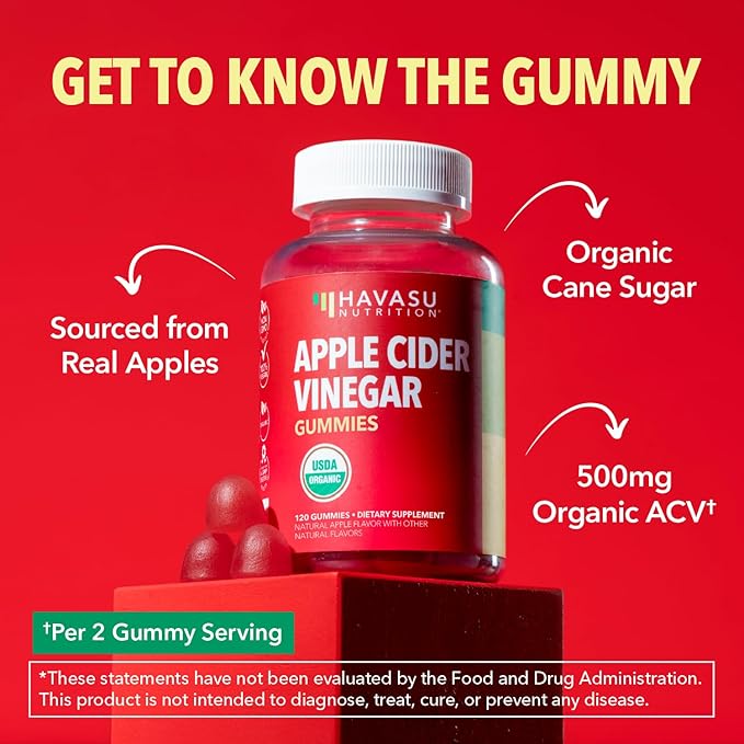 Apple Cider Vinegar Gummies - Organic ACV Vitamins for Digestive Health, Metabolism & Gut Support - 120 Count - Vegan, Non-GMO, Gluten-Free - Delicious Flavor & No Harsh Taste - 2 Month Supply