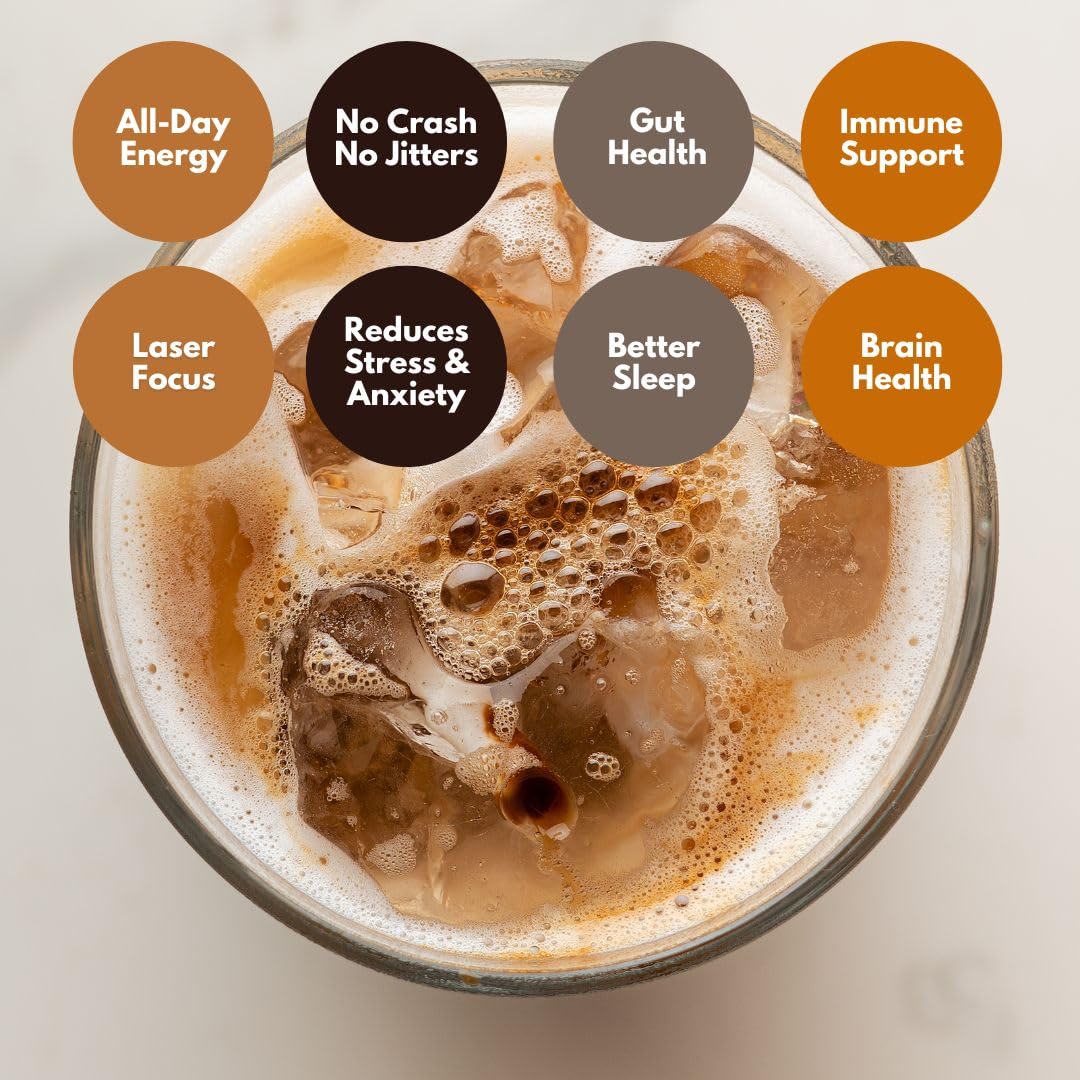 Cuppa Salted Caramel Healthy Mushroom Instant Coffee with Lion's Mane & Ashwagandha for All Day Energy & Focus - No Crash or Jitters - Nootropics for Brain Health, Gut Health, Immunity, Stress, Memory + Mood - 30 Servings