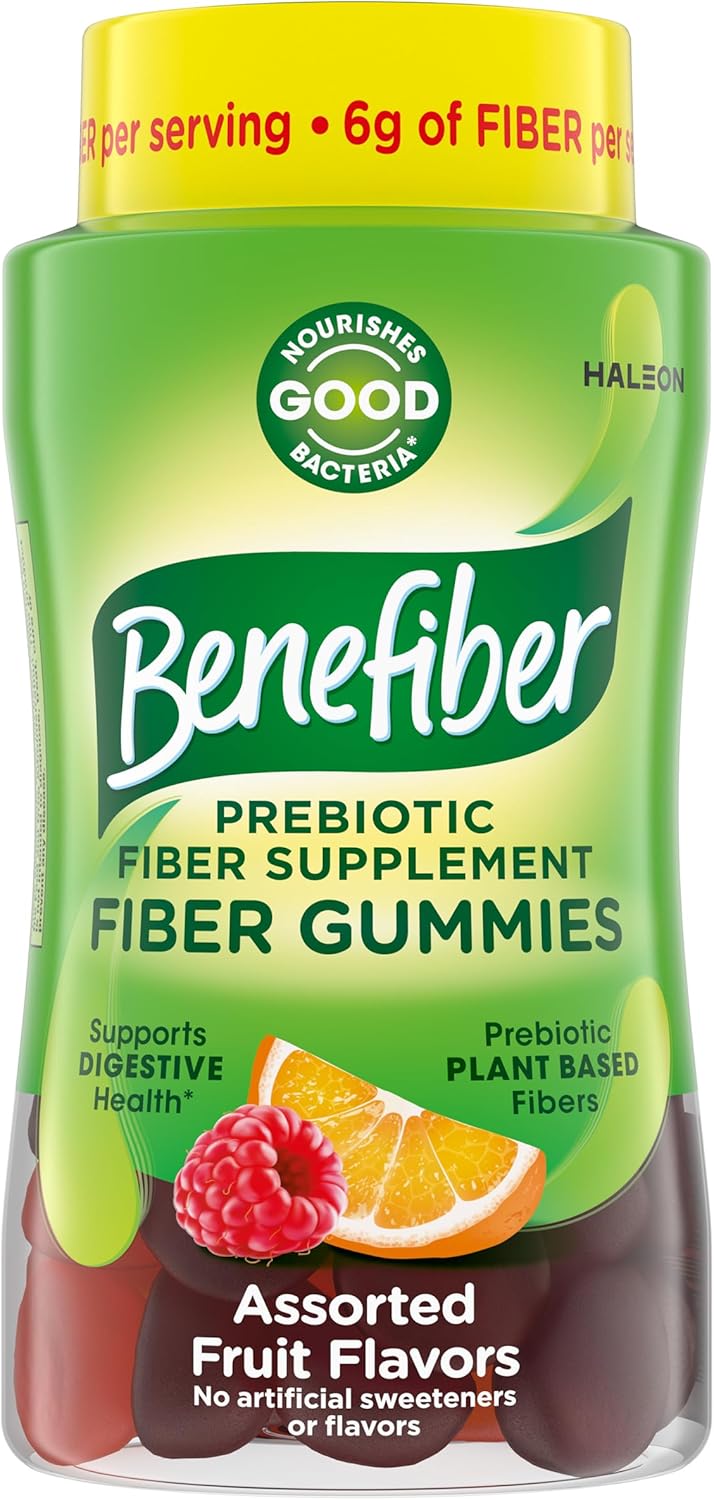 Benefiber Prebiotic Fiber Supplement Gummies for Digestive Health, Assorted Fruit Flavor - 81 Count