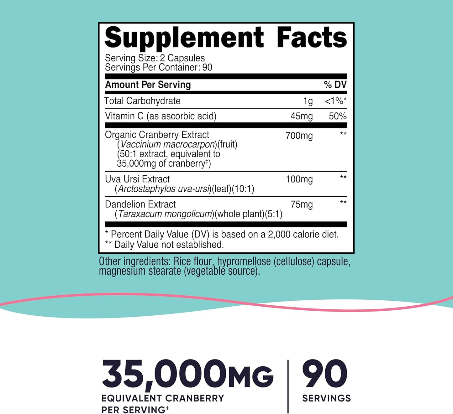 Nutricost Cranberry Extract for Women (35,000mg Equivalent),180 Capsules - with Vitamin C, Uva Ursi & Dandelion Root Extract - Non-GMO & Gluten Free Health Supplement