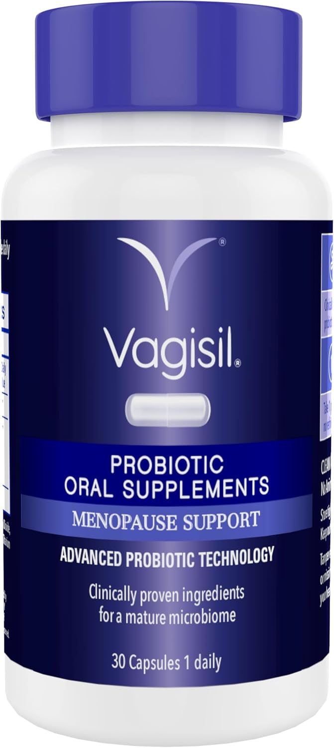 Vagisil Menopause Support Probiotic Supplement, Clinically Proven Ingredients with D-Mannose and LactoCran, Clean Formula for Mature Women, Non-GMO, Dairy-Free, 30 Capsules