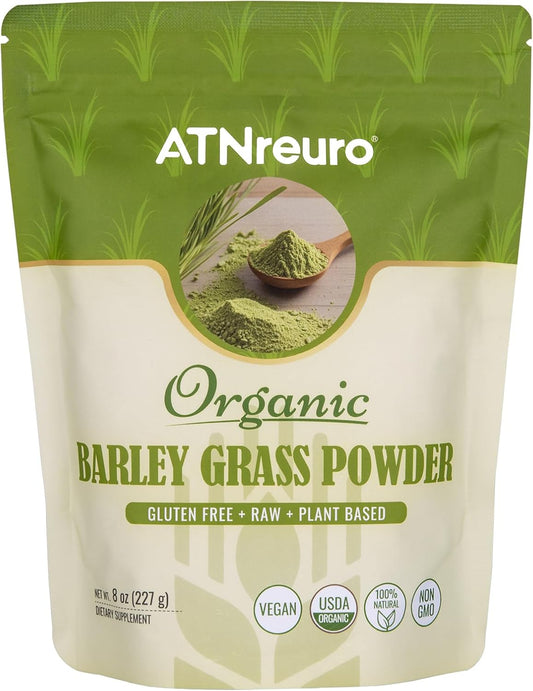 Organic Barley Grass Powder, 100% USDA Certified - Rich in Vitamins, Minerals & Chlorophyll, Natural Detox, Digestive Health & Energy Boost - 8 oz, Vegan, Non-GMO, Gluten-Free