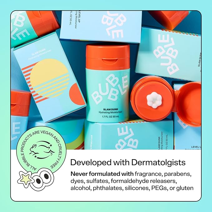 Bubble Skincare Slam Dunk Hydrating Face Moisturizer - Lightweight Face Lotion With Vitamin E + Aloe Vera - Daily Facial Moisturizer for Normal + Dry Skin - Skin Care with Blue Light Protection (50ml)