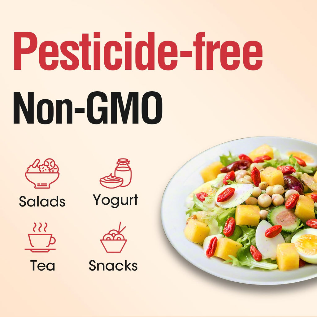 Ternio Organics Goji Berries - 8.47oz/240g - 100% Natural Goji Berries - No Sulfates and Additives - Large Berries - Suitable for Making Goji berry tea, Powder, Oat Food and Snacks.