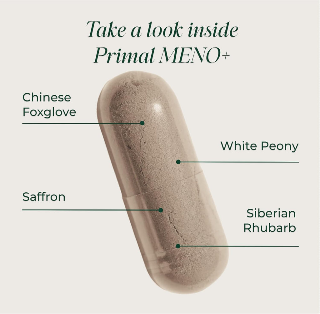 Primal Harvest Meno+ Menopause Support with Saffron & Chinese Herbs Support Mood, Menopausal Symptom Relief, & General Well-Being (2 Pack)