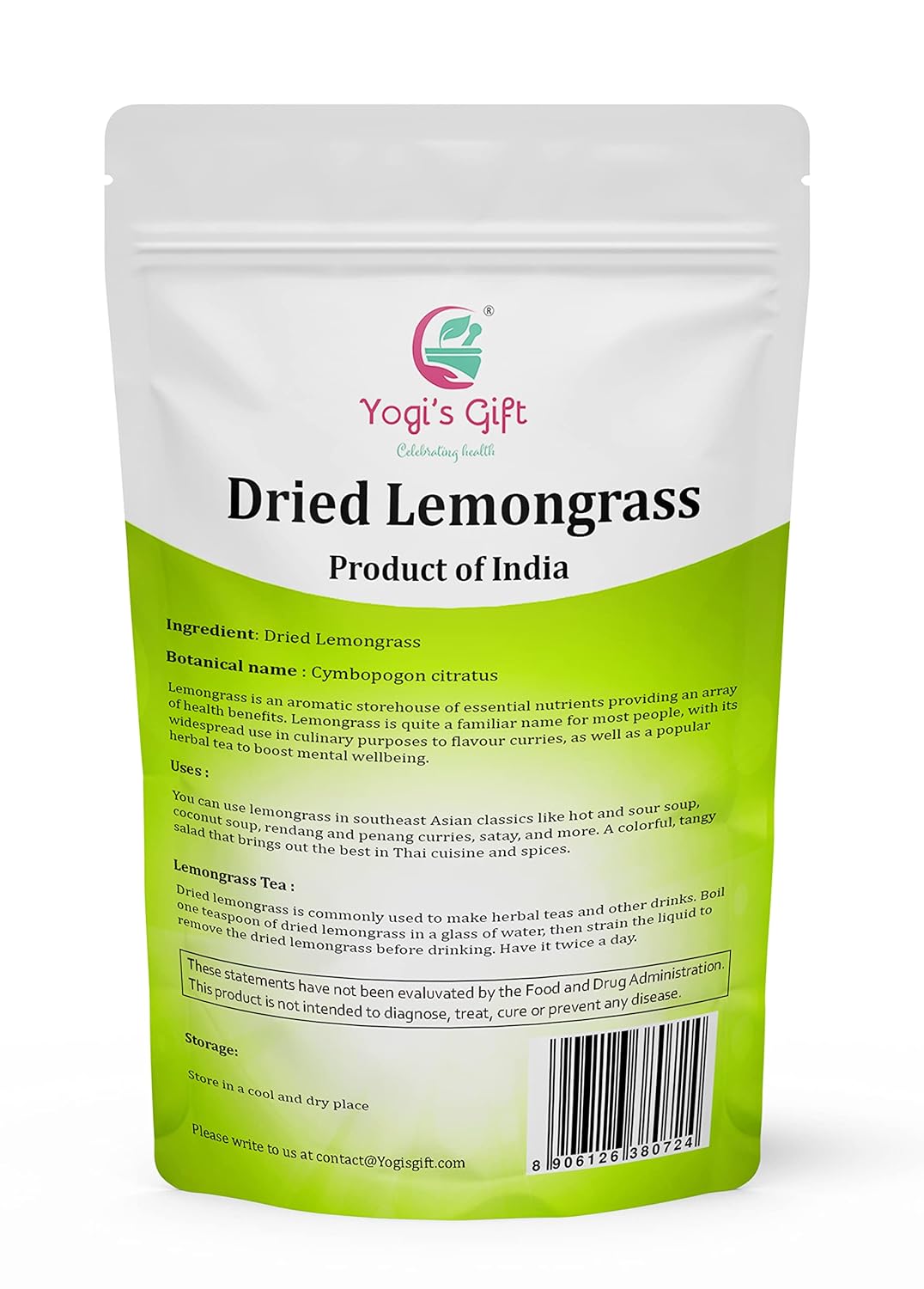 Dried Lemongrass 1 LB | Cut and Sifted Loose Leaf | Aroma Rich Lemon Grass | by Yogi's Gift ®
