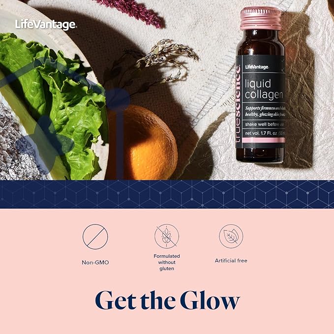 TrueScience Liquid Collagen Drink for Glowing & Firmer Looking Skin, Collagen Peptides Supplement for Women & Men, Anti-Aging, Skin Hydration & Radiance Support, 10 Bottles x 1.7 fl oz