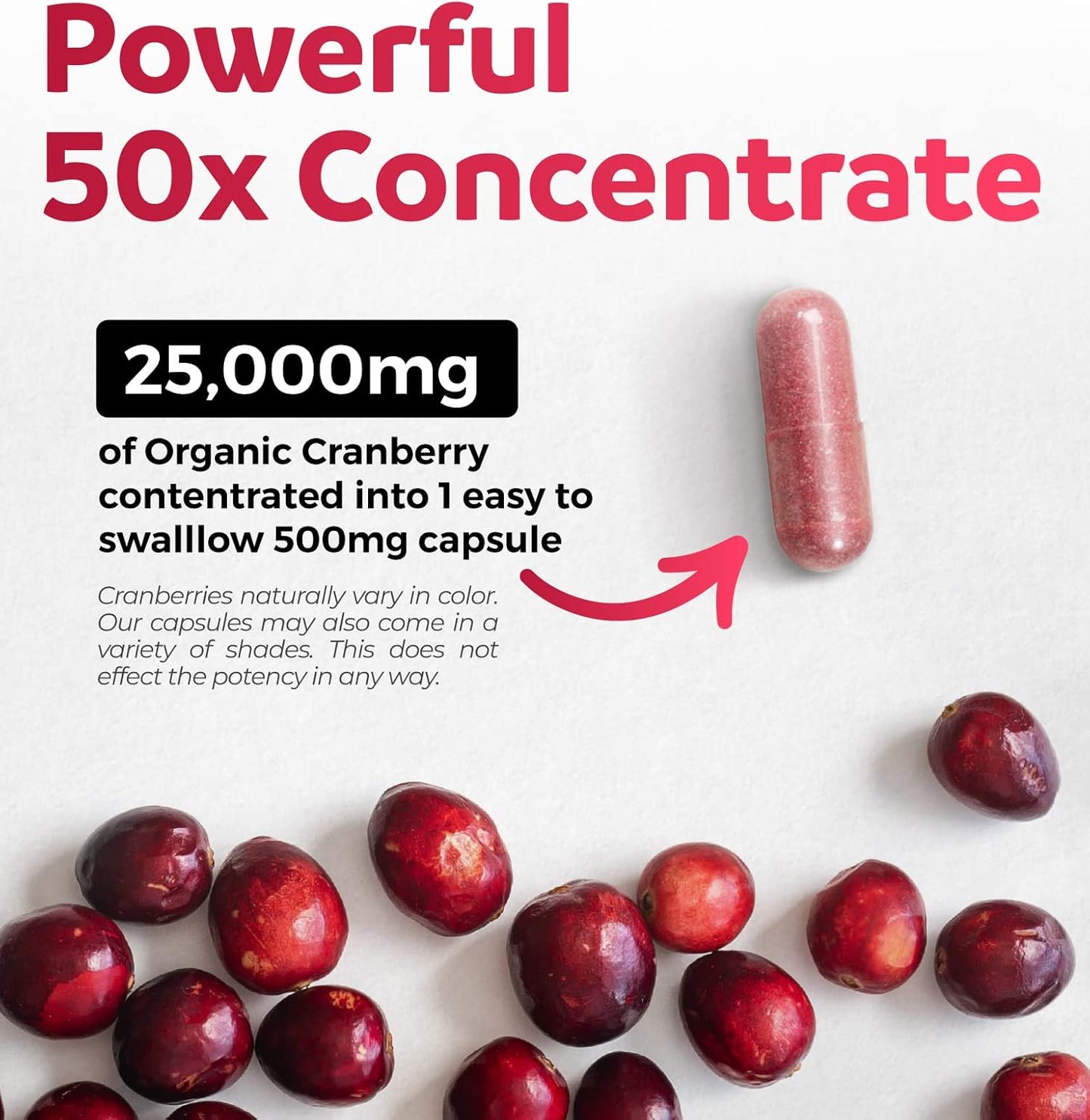 Organic Cranberry Extract Capsules - Super 50X Potency Cranberry Pills for Women to Support Urinary Tract Bladder and Kidney - Vegan Non-GMO USDA Organic & North American Sourced (4 Month Supply)