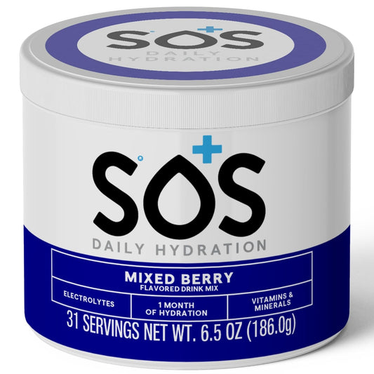 SOS Hydration ORS Electrolyte Powder Stick Packs | Oral Rehydration Solution | Low Sugar | Rapid Rehydration | Made in USA | Keto | Mixed Berry | 31 Servings