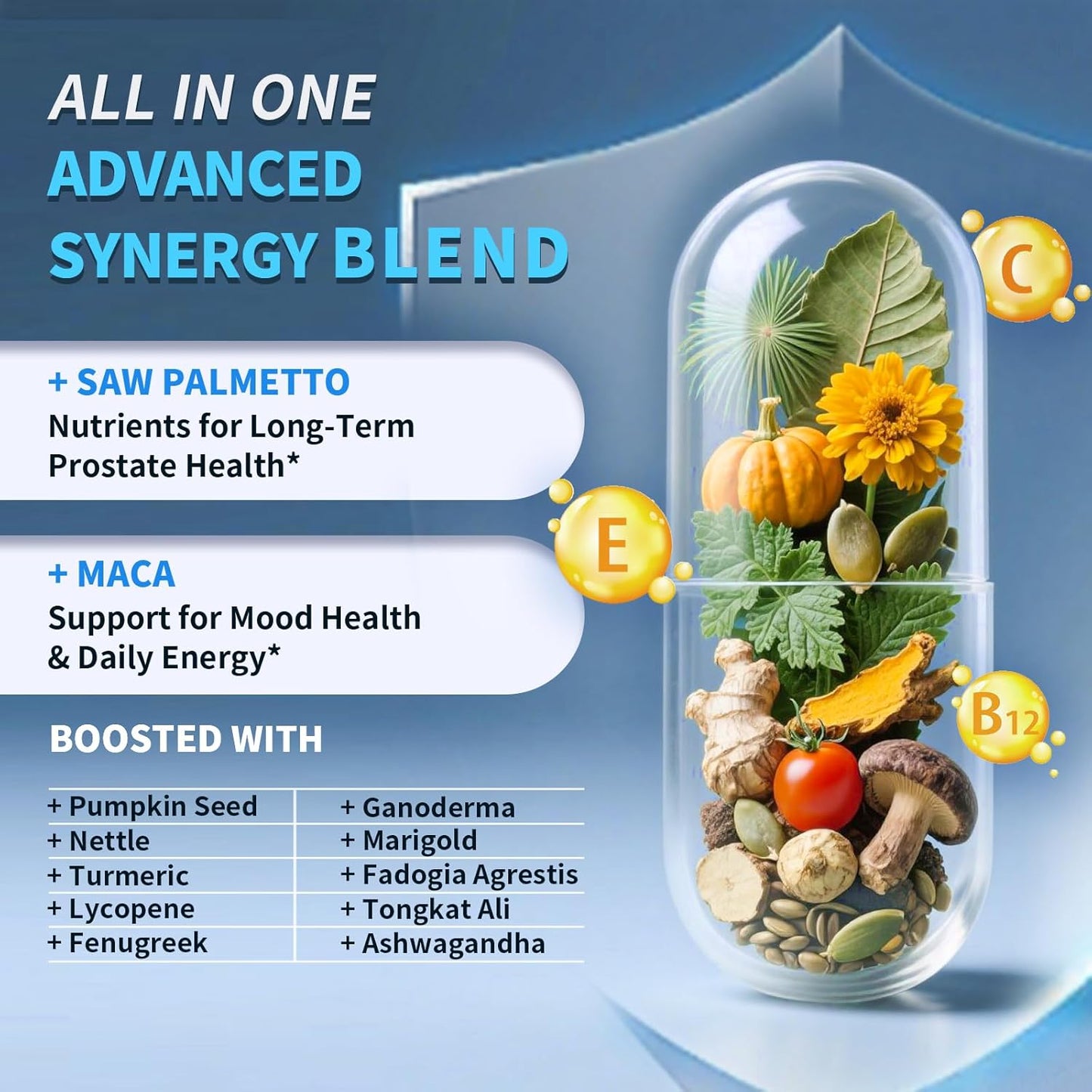 Prostate Health Supplements for Men - 18 in 1 Saw Palmetto with Pumpkin Seed & Nettle - Advanced DHT Blocker - Urinary Tract Health Support - Enhanced with Ashwagandha, Reishi, 2 Pack