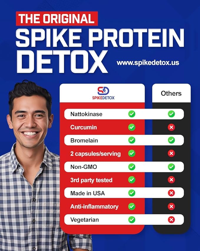 Spike Protein Detox 3-in-1 Supplement - Nattokinase 4000FU, Bromelain 500mg, Curcumin 1000mg - Unflavored Spike Support - Optimal Protein Balance for Daily Health - 60 Capsules, 30 Day Supply