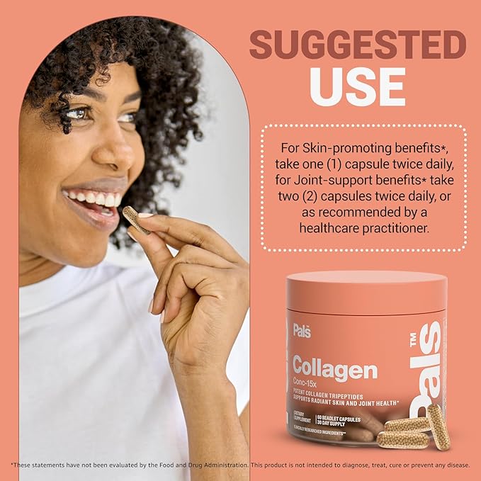 Marine Collagen Peptides Capsules for Women & Men 15x Concentration Type I & III Fish Derived Tripeptides Hydrolyzed Marine Collagen Supplements for Skin Hair Nails Bones Joint Health, Non-GMO 30 Days