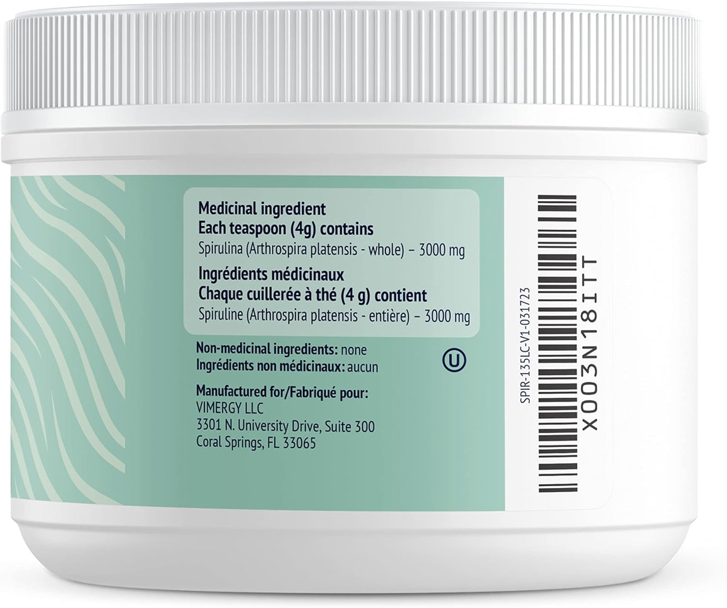 Vimergy Spirulina Powder – Concentrated Plant Protein Supports Immune Health & Cardiovascular Function – Vegan, Kosher, Gluten-Free – 125g