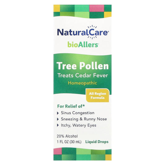 NaturalCare Tree Pollen Homeopathic Liquid Drops by bioAllers, 1 Fl Oz | Cedar Fever | May Help Relieve Sinus Pressure, Congestion, Sneezing, Runny Nose