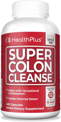 Health Plus Super Colon Cleanse 120 Day Supply of Gentle Gut Cleanse Detox, Psyllium Husk, Probiotics for Constipation Relief & Digestive Support, 480 Capsules