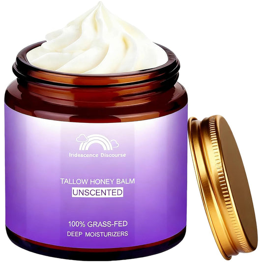 Beef Tallow for Skin, Grass-Fed Tallow and Honey Balm, Nourishing Tallow Face Moisturizer – Natural Beef Tallow for Dry, Sensitive, or Irritated Skin–Unscented–4oz