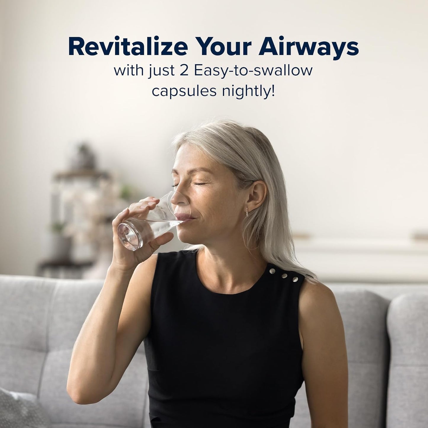 RespoClear PM (60 Caps): Nighttime Respiratory Lung Health & Sinus Support Supplement - Mullein Leaf and L-Theanine - Lung Detox for Smokers & Beyond - GMO-Free & Made in USA