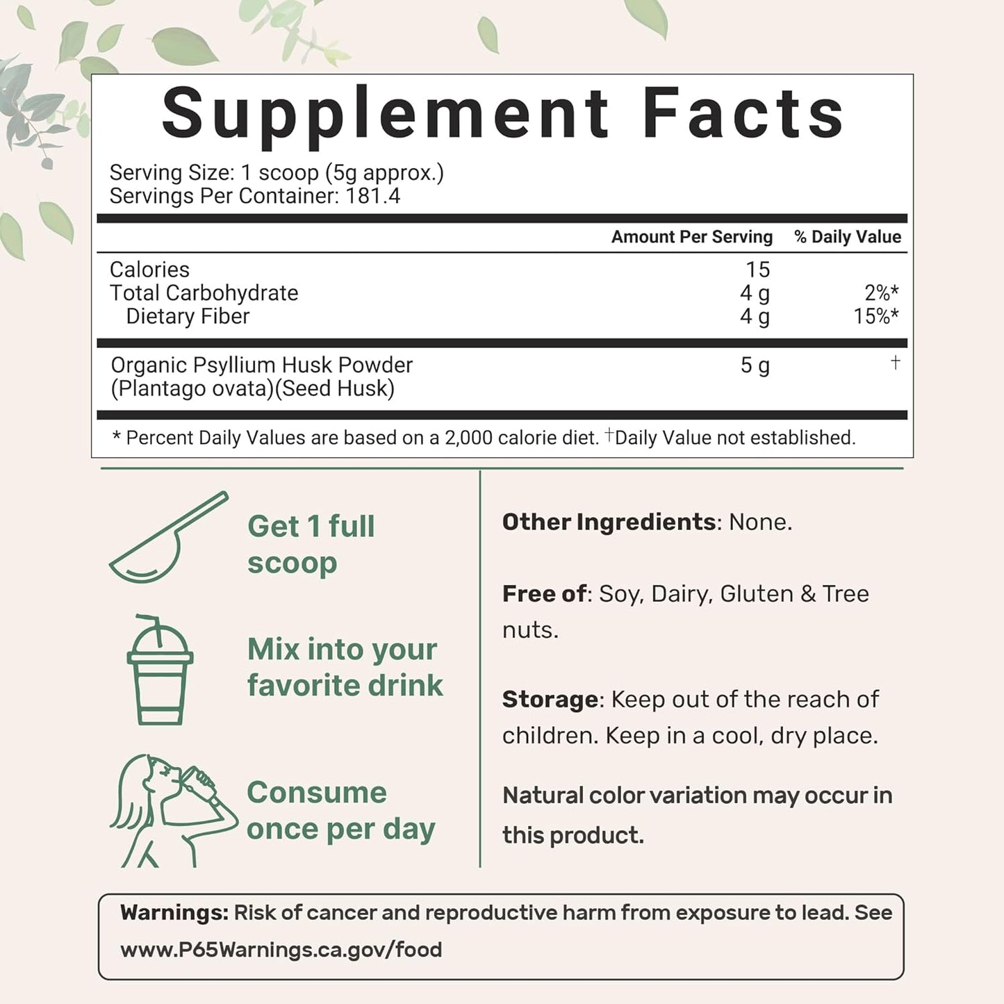 Micro Ingredients Organic Psyllium Husk Powder, 2lbs (32oz) | Daily Soluble Fiber Supplement | India Origin | Natural Prebiotics & Probiotics | Supports Digestive Health|Non-GMO, Keto Friendly, Vegan