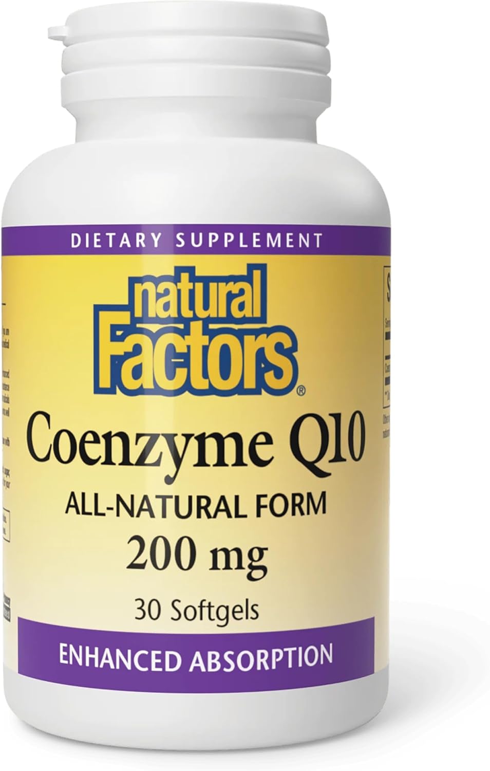 Natural Factors Coenzyme Q10 200 mg, Natural Coenzyme Q10 Supplement for Energy, Heart and Cognitive Support, 30 Softgels