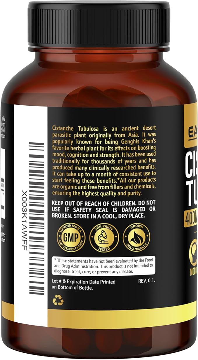 Earth Elixir Cistanche Supplement for Men & Women – Potent Cistanche Tubulosa Extract Capsules for Daily Vitality, Strength & Performance Support – Made in USA, 3rd Party Tested & 3 Month Supply