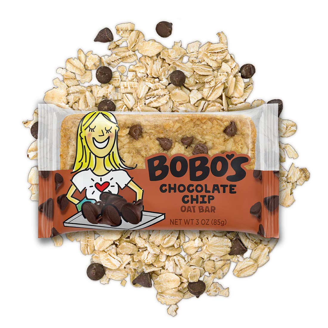 Bobo's Chocolate Chip Oat Bars, Gluten Free, Non-GMO, Whole Grain Oats, Pack of 12 | Snack Bars | On-the-Go | Made with Simple Ingredients