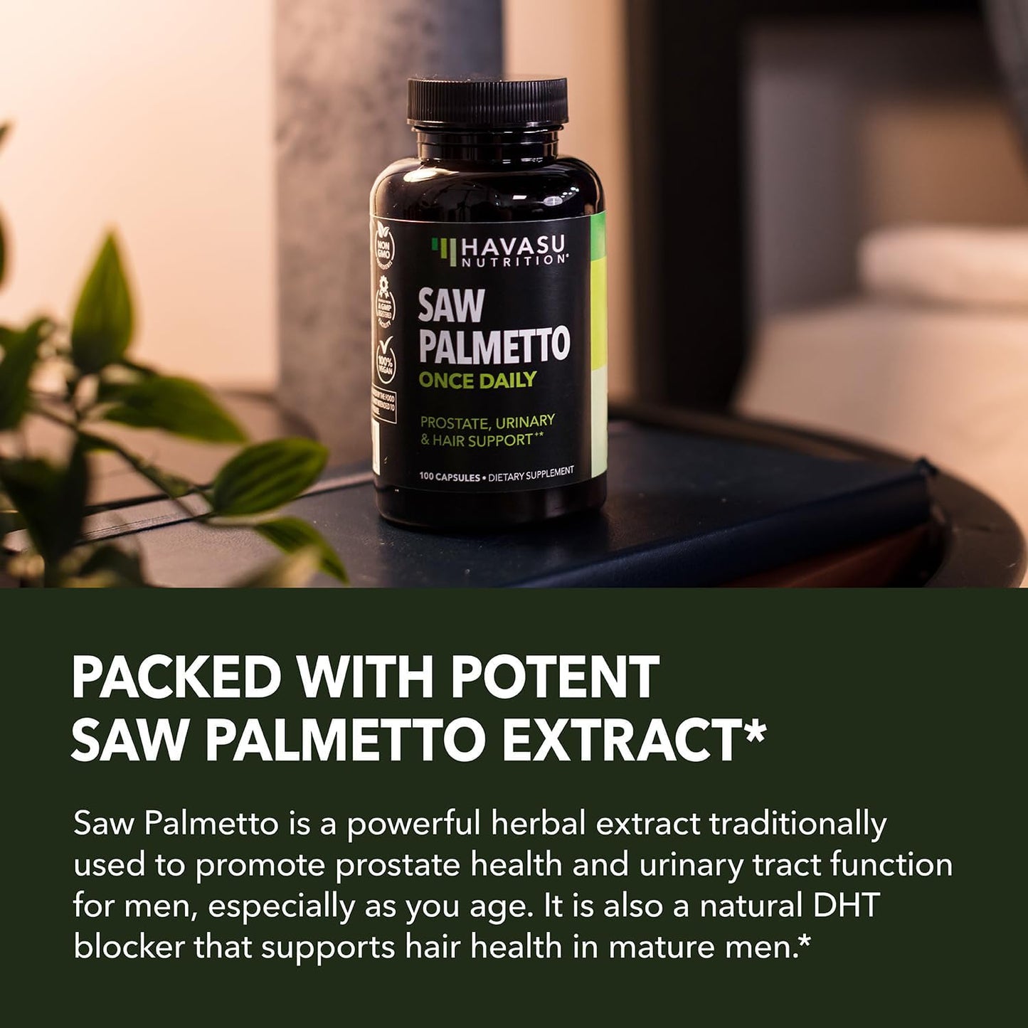 Saw Palmetto for Men Prostate Health Supplement to Promote Urinary Tract Function - 500mg Per Serving - 200 Count - DHT Blocker Hair Vitamin - Vegan, Non-GMO Capsules, Over 6 Month Supply