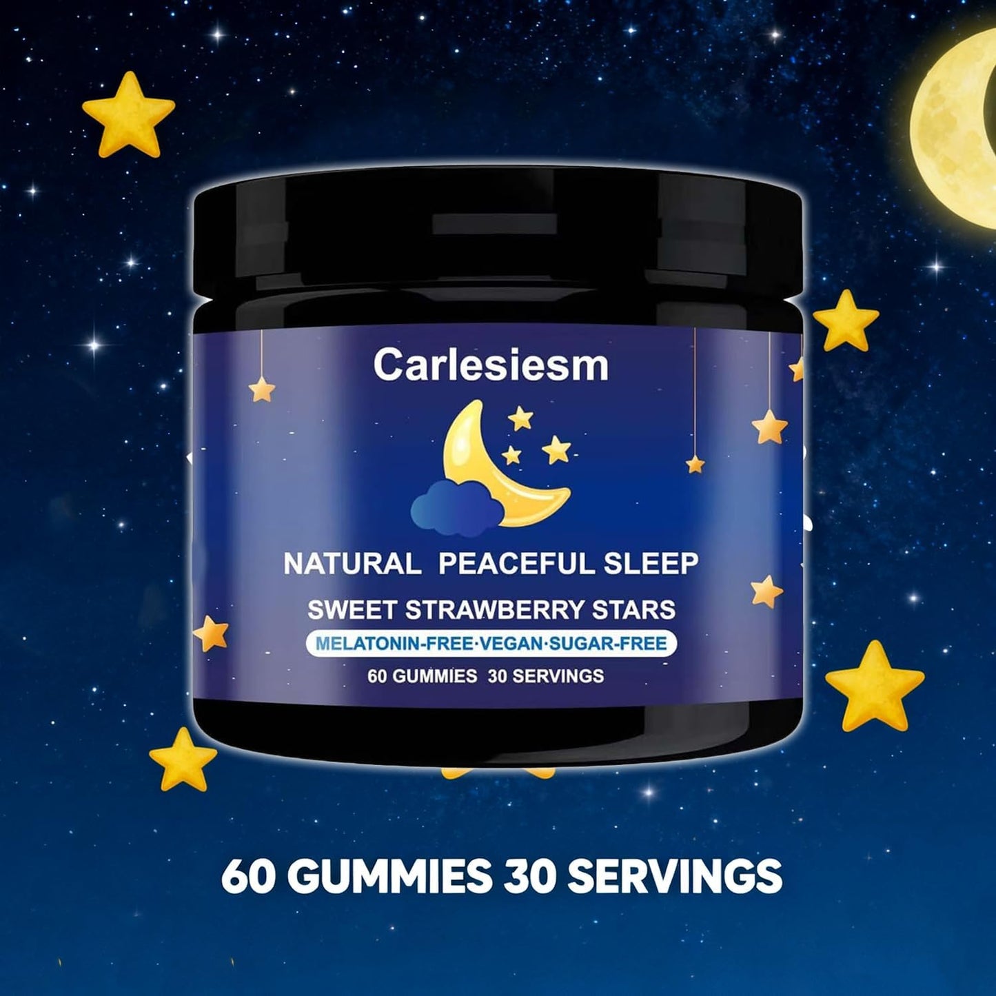 Natural Melatonin-Free Sleep Gummies 60 Gummies,Relax & Unwind Naturally