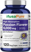 NusaPure Passion Flower 20:1 Extract, 300 mg Equivalent to 6,000mg, 120 Veggie Caps, Non-GMO, Bioperine, Extract Supplement