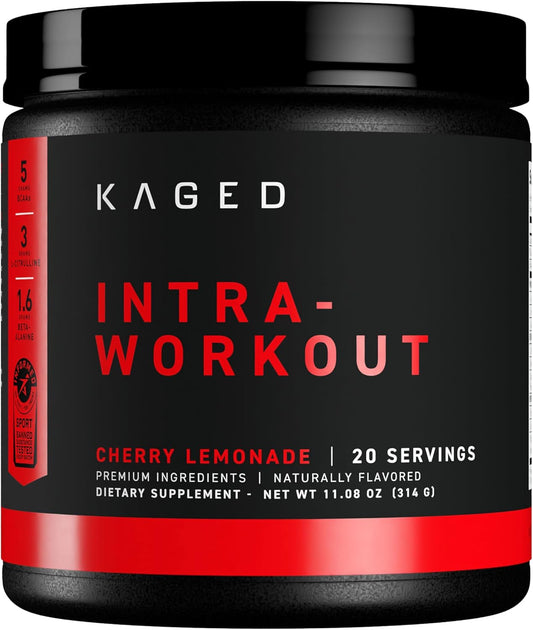 Kaged Intra-Workout Powder | Cherry Limeade | in BCAAs, L-Citrulline & Beta-Alanine for Endurance | 124 mg Organic Caffeine | Weightlifting & Strength | Supplements for Men & Women | 20 Servings
