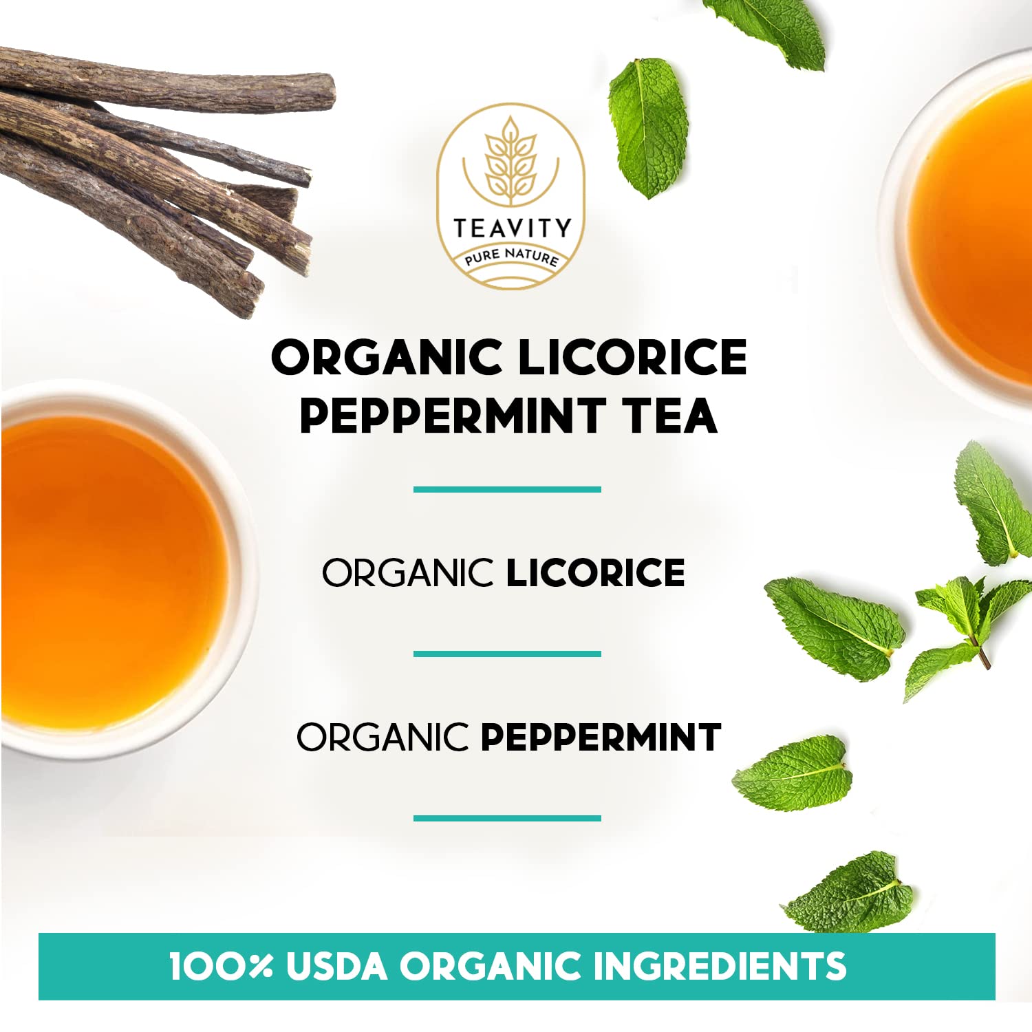 Organic Licorice Mint Tea Pods for Keurig - Natural Decaf Peppermint Tea by Teavity (12 Tea Pods)