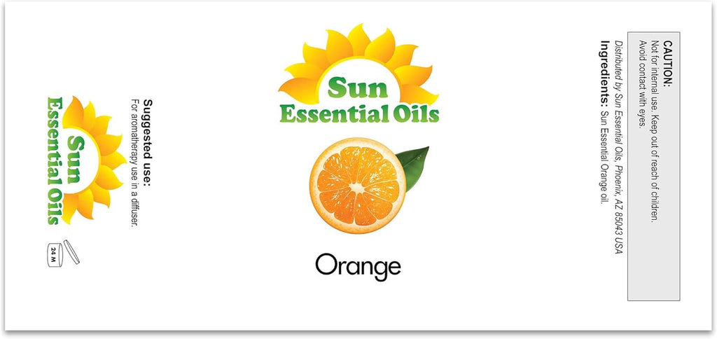 Sun Essential Oils - Sweet Orange Essential Oil 8 oz with Dropper for Diffusers, Hair, Skin Care, Aromatherapy Massage, Candle, Soap, Lotion & Cleaning Products Making, Citrus Scent for Home