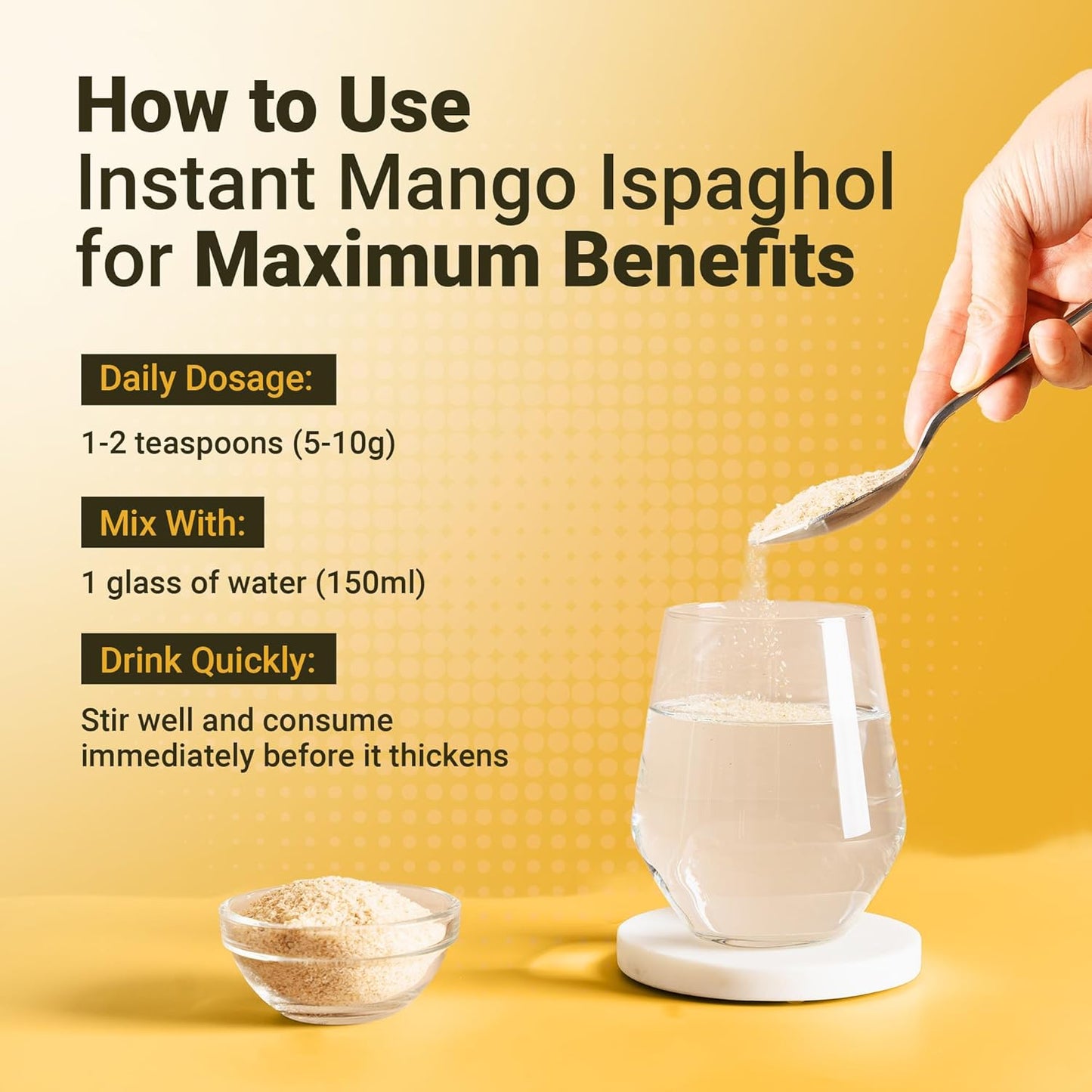 Hemani Instant Psyllium Husk Ispaghol 100g | Mango Flavored On-The-Go Fiber Supplement | Supports Digestive Health | Add to Water for a Refreshing Drink