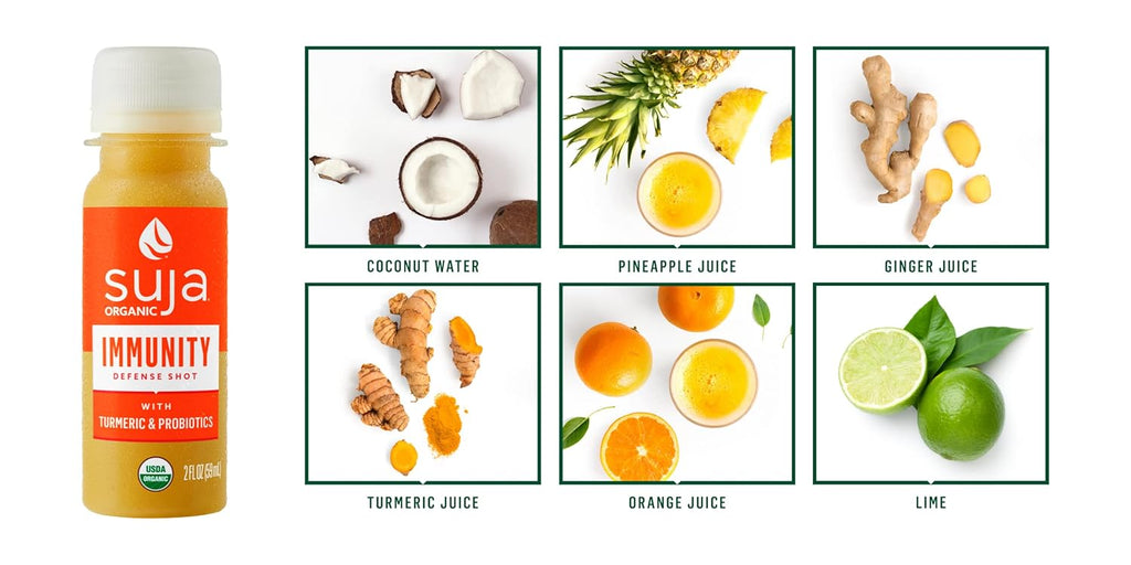 Suja Organic Immunity Defense Shot (60 Pack) with Turmeric and Ginger | Immunity Boost & Support | Functional Shots | Cold-Pressed Juice with Live Probiotics | Plant-Based & Gluten-Free