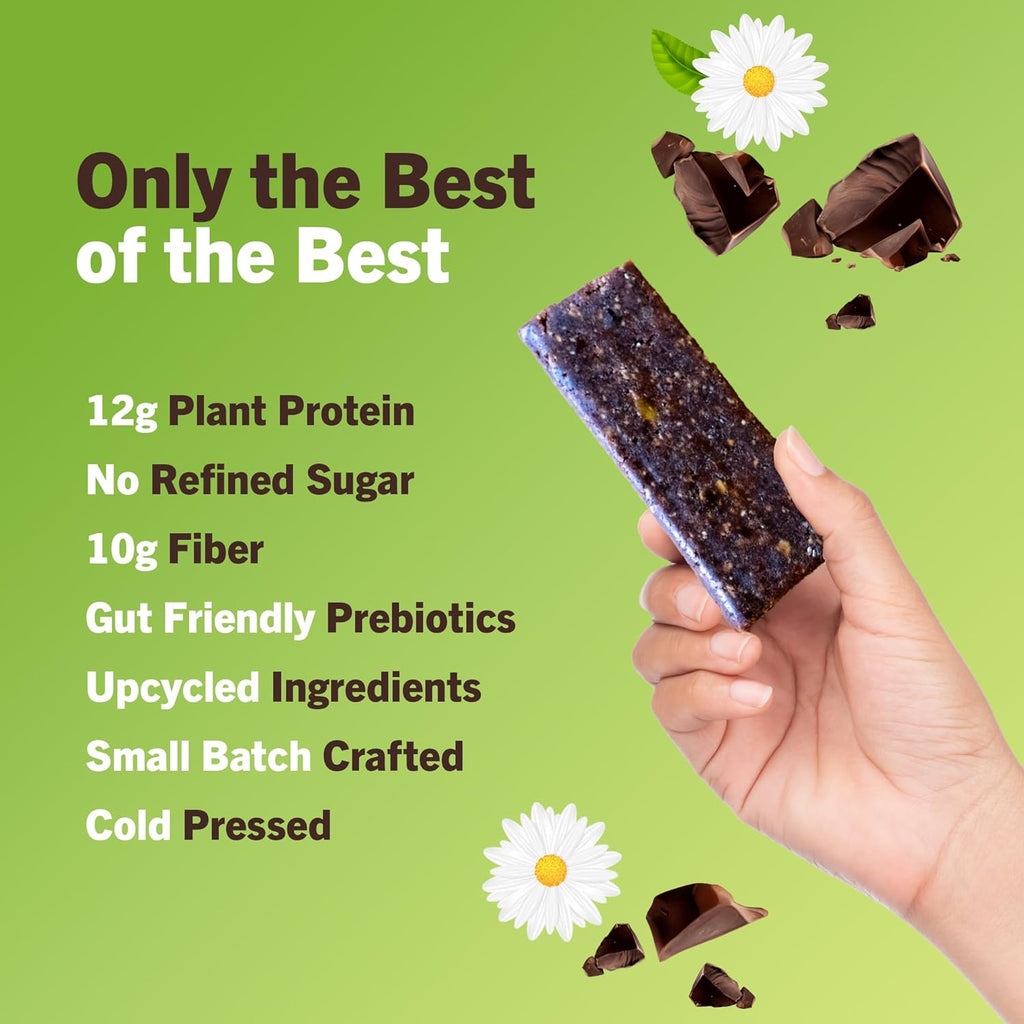 Amrita Nut Free Chocolate Brownie Vegan Protein Bars (12 Count) | 12g Plant-Based Protein Bar | Peanut Free, Gluten Free, and Dairy Free | Low Sugar, High Fiber, Healthy School-Safe Snacks