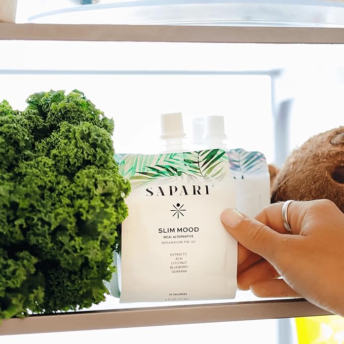 Slim Mood | 10-Calorie Superfruit-Based Replenishment Energy & Daily Vitality Support with Blueberry, Guarana + L-Theanine, 15 Fruits, Vitamins & Electrolytes | Tropical Berry Flavor - 12-Pack