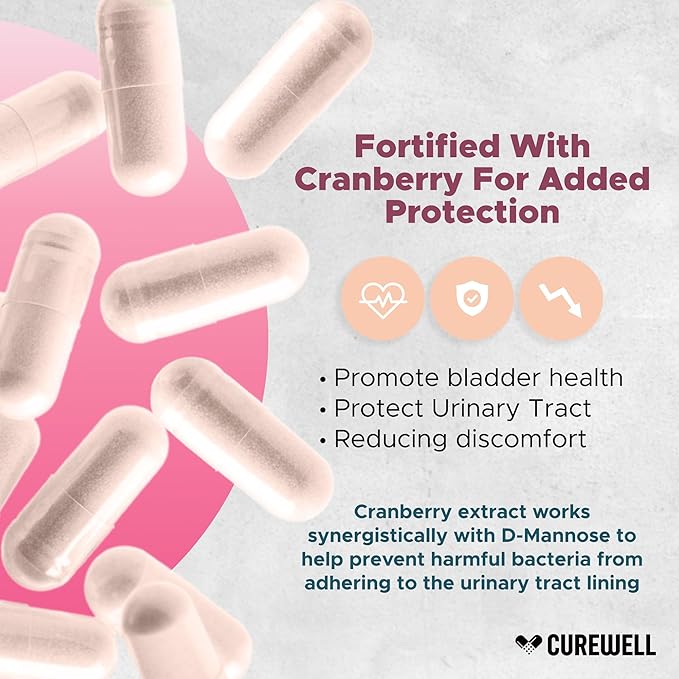 D-Mannose & Cranberry 1300mg (120 Capsules) | Vegan & Non-GMO Urinary Tract Health Supplement | UTI Defense & Bladder Support for Women & Men | Natural Urinary Cleanse & Immune Support