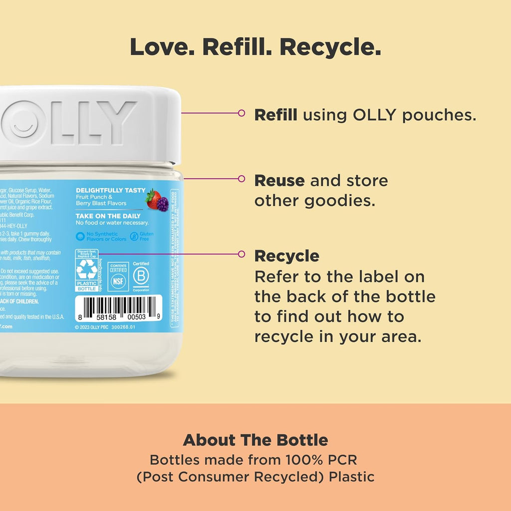 OLLY Kids Multivitamin & Probiotic Gummy, Digestive Support, Vitamins A, D, C, E, B, Zinc, Chewable Supplement, Berry Flavor, 35 Day Supply - 70 Count