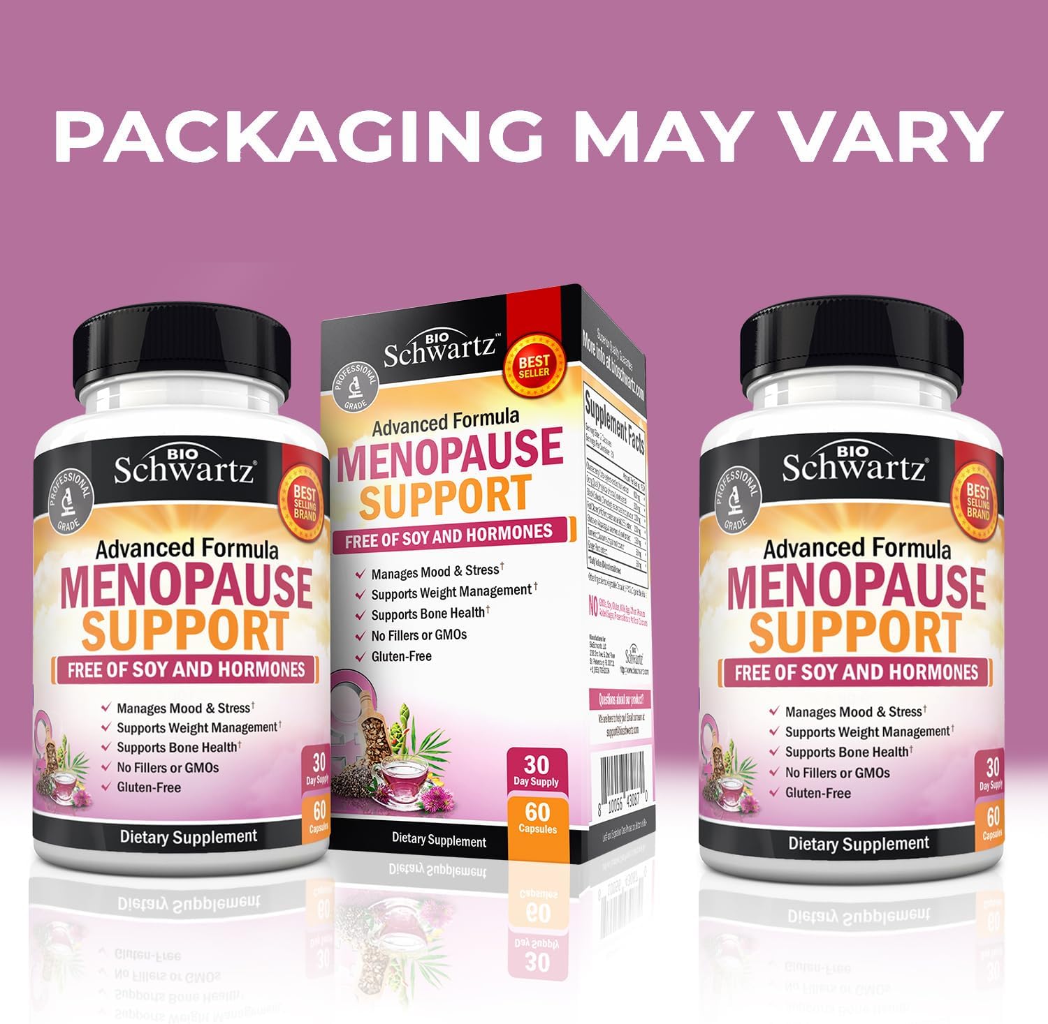 Herbal Menopause Support for Women - Supports Healthy Mood and Balance with Milk Thistle Chasteberry Black Cohosh Red Clover Turmeric Ginger - Menopause Supplements for Women - 60 Veggie Capsules