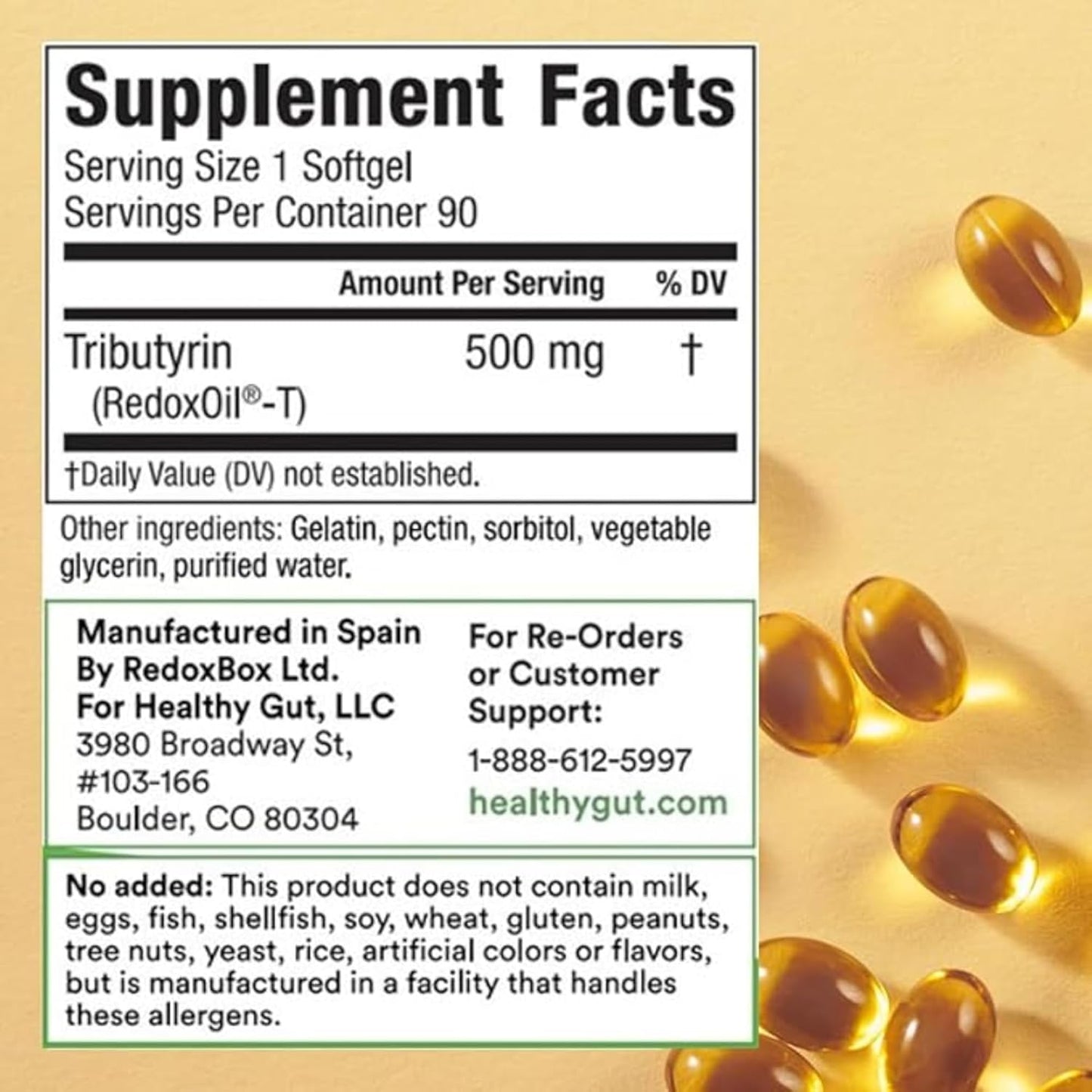 Tributyrin-X | Most Bioavailable Butyrate Postbiotic for Gut Health & Leaky Gut Support | 99% Pure w/Zero Odor | 90 Softgels
