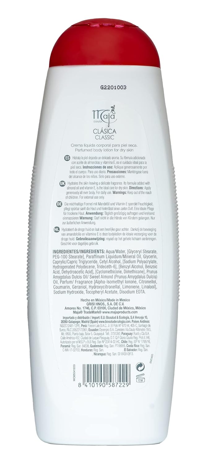 Maja Extreme Moisture Body Lotion, Perfumed Body Lotion for Extra Dry Skin, Assists in Moisturizing Keeping your Skin Hydrated, with Almond Oil and Vitamin E, 2-Pack of 13.5 FL Oz each, 2 Bottles