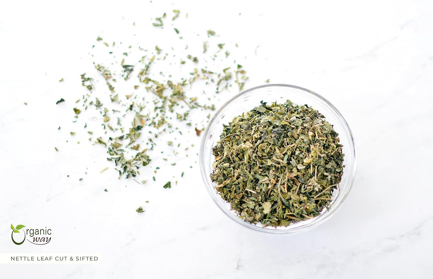 Organic Way Stinging Nettle Leaf Cut & Sifted (Urtica dioica) Herbal Tea - European Wild-Harvest | Kosher Certified | Vegan, Non GMO & Gluten Free | USDA Certified | Origin - Albania (4 Oz)