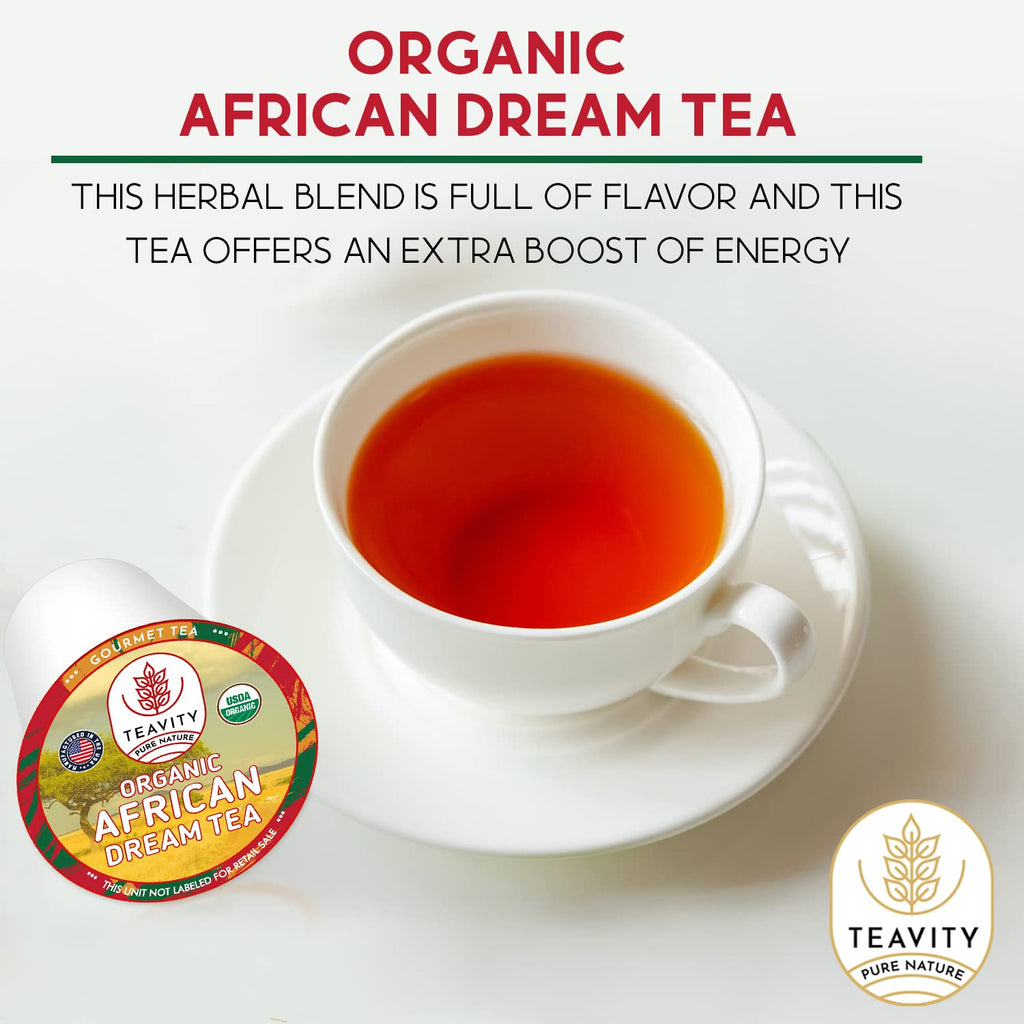 Organic Rooibos Tea Pods with Vanilla & Orange - Naturally Decaf Tea - African Dream by Teavity (12 Tea Pods)