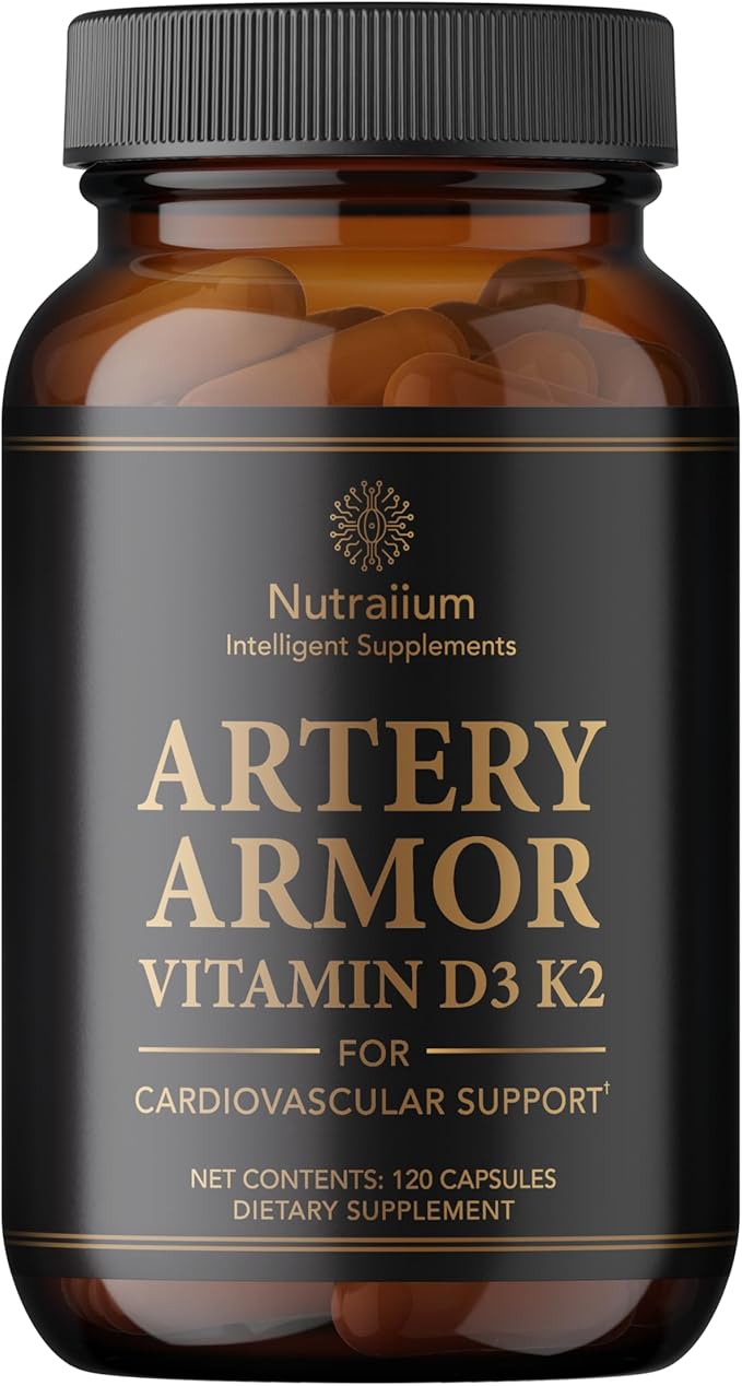 Vitamin D3 K2 Supplement 5000 IU 100 mcg MK7 – High Potency D3+K2 Capsules for Artery Health, Heart Support & Strong Bones Non-GMO Third-Party Tested d3+k2 Vitamin Supplement Artery Armor -120 Count