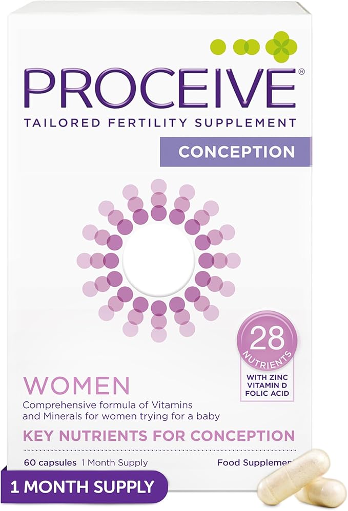 Proceive Tailored Fertility Supplement for Women, Pre Conception Vitamins, Minerals, & Amino Acids with Vitamin D, Zinc, COQ10, Folate, & Vitamin B6, Pre Pregnancy Multivitamin, 60 Vegan Capsules