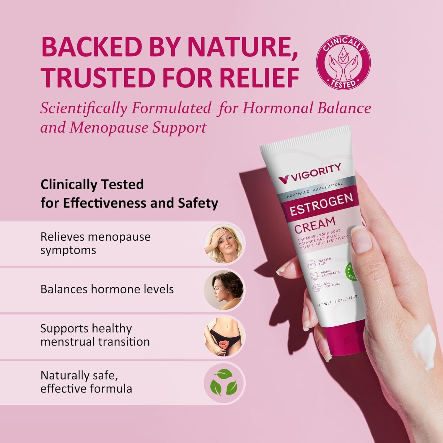 Estrogen Cream For Women, Natural Bioidentical, Hot Flashes Menopause Relief, Estrogen Cream With Wild Yam, Menstrual Cycle & Body Balance Support, Helps Reduce Hot Flashes, Paraben-Free, Vegan, 3-Month Supply(4 Oz)