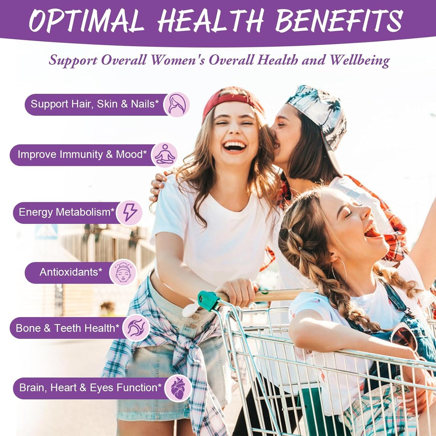 Totaria (2 Pcs) Sugar Free Multivitamin Gummies for Women 14+ w/Inositol, Iron, Folate, Biotin, Womens Daily Multivitamin Gummy w/Vitamin A, D, C, B, Support Hair, Skin, Energy, Immune, Grape Flavor