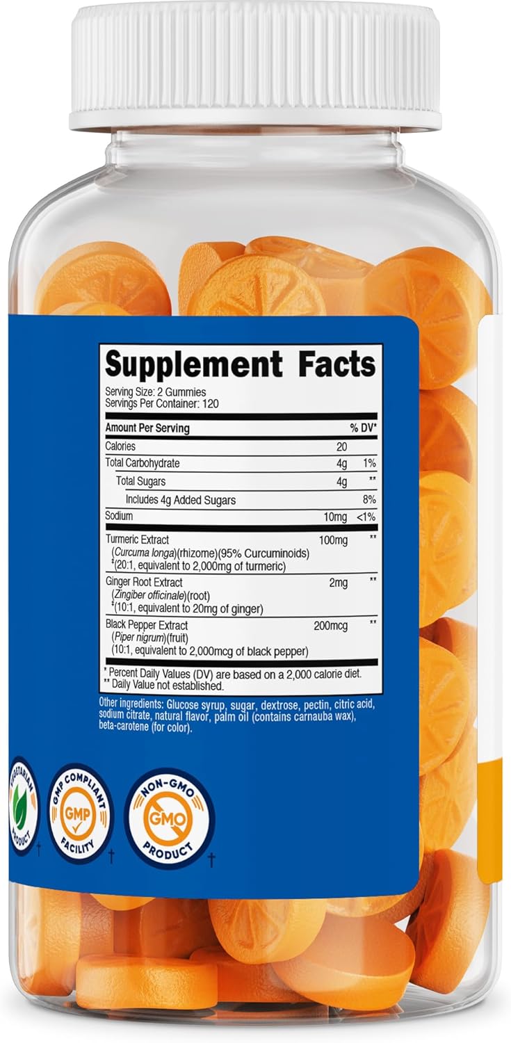 Nutricost Turmeric Gummies (240 Gummies) - Citrus Flavored, Made with 95% Curcuminoids, 120 Servings, Includes Ginger and Black Pepper Extract, Vegetarian, Non-GMO and Gluten Free