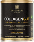 Essential Nutrition - Collagen Gut - Collagen Peptides Powder - Gut health supplement Immunity - Prebiotic Fiber, Turmeric Extract, FODMAP Friendly, Sugar-Free - Orange & Blueberry- 15oz (20 Servings)